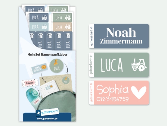 Kleine Namensaufkleber