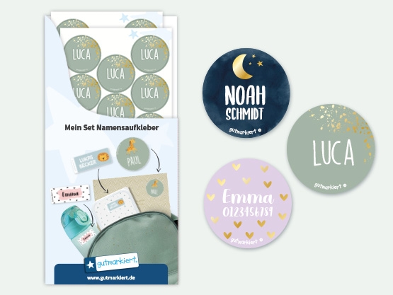 Runde Design Aufkleber mit Gold Aufdruck