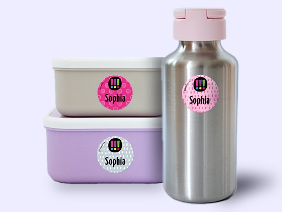 Runde Namensaufkleber – Die drei !!!