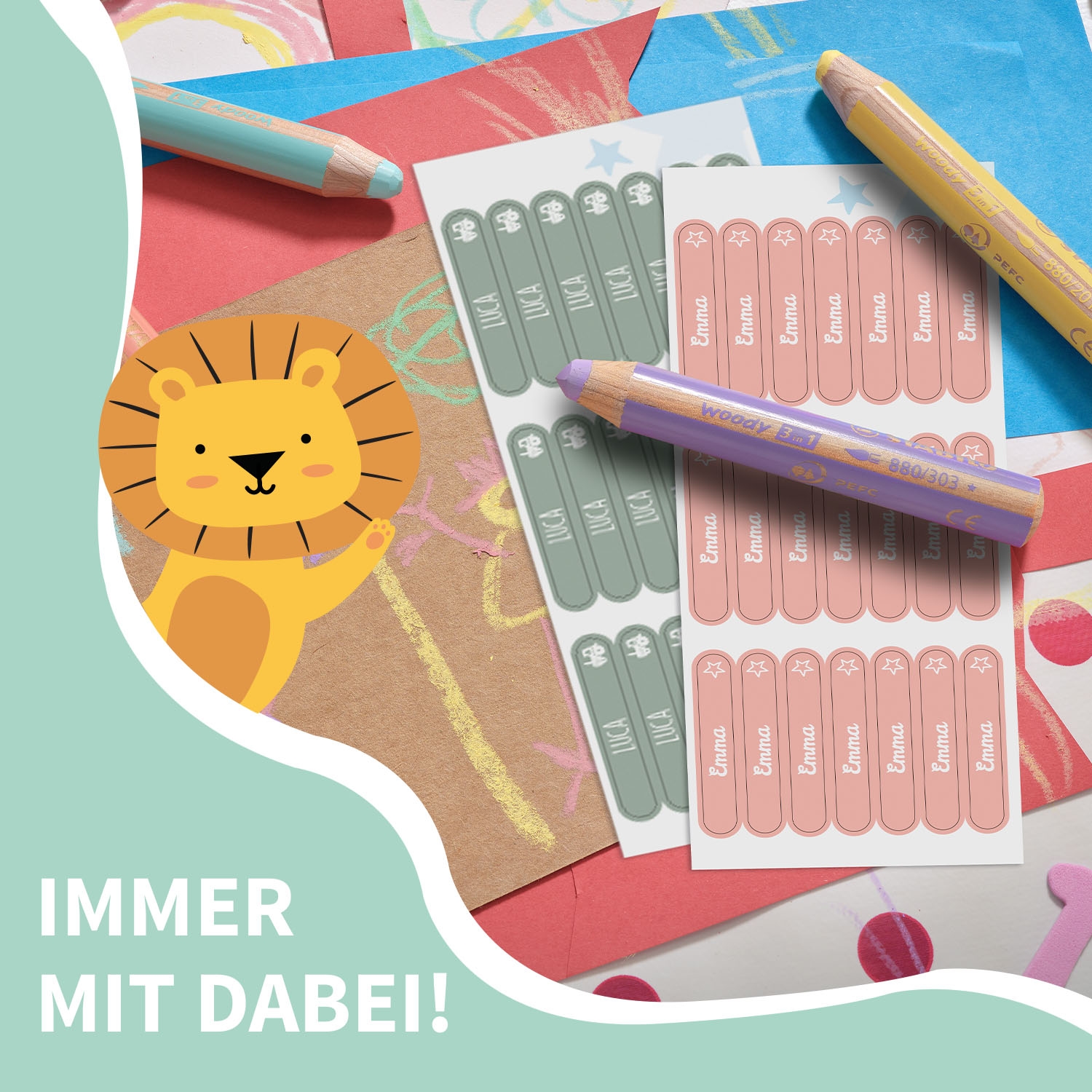STABILO woody 3 in 1 + Mini-Namensaufkleber