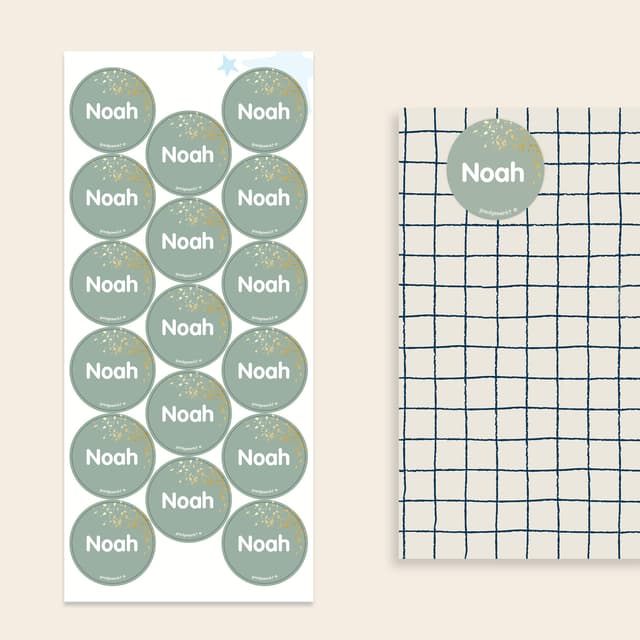 Namensaufkleber mit Gold-/Silberdruck