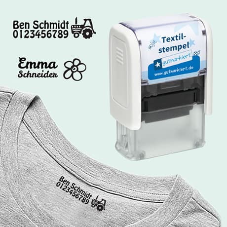 Anweisungen zum Stempeln von Kleidungsstücken