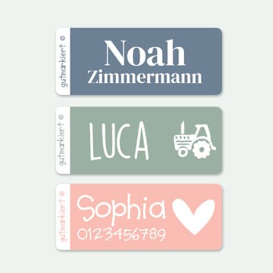 Kleine Namensaufkleber