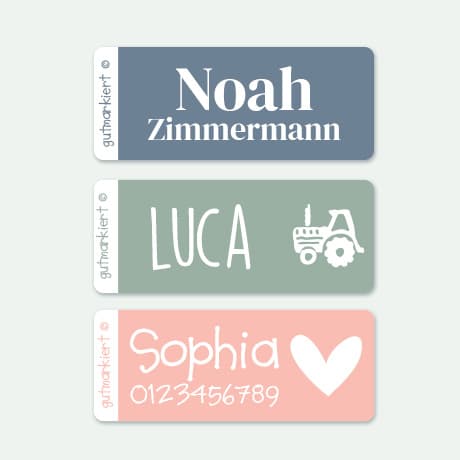 Kleine Namensaufkleber