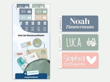 Kleine Namensaufkleber