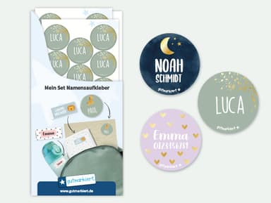 Runde Design Aufkleber mit Gold Aufdruck