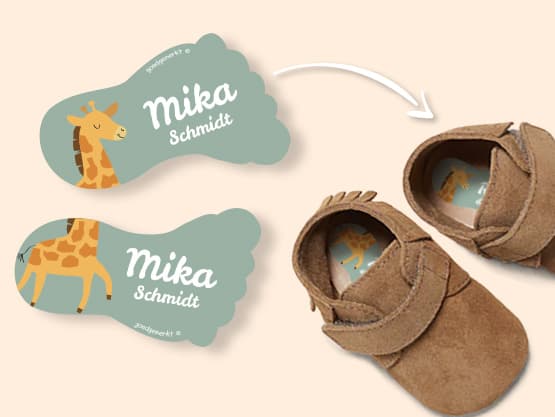 Personalisierte Schuh-Etiketten Tchibo