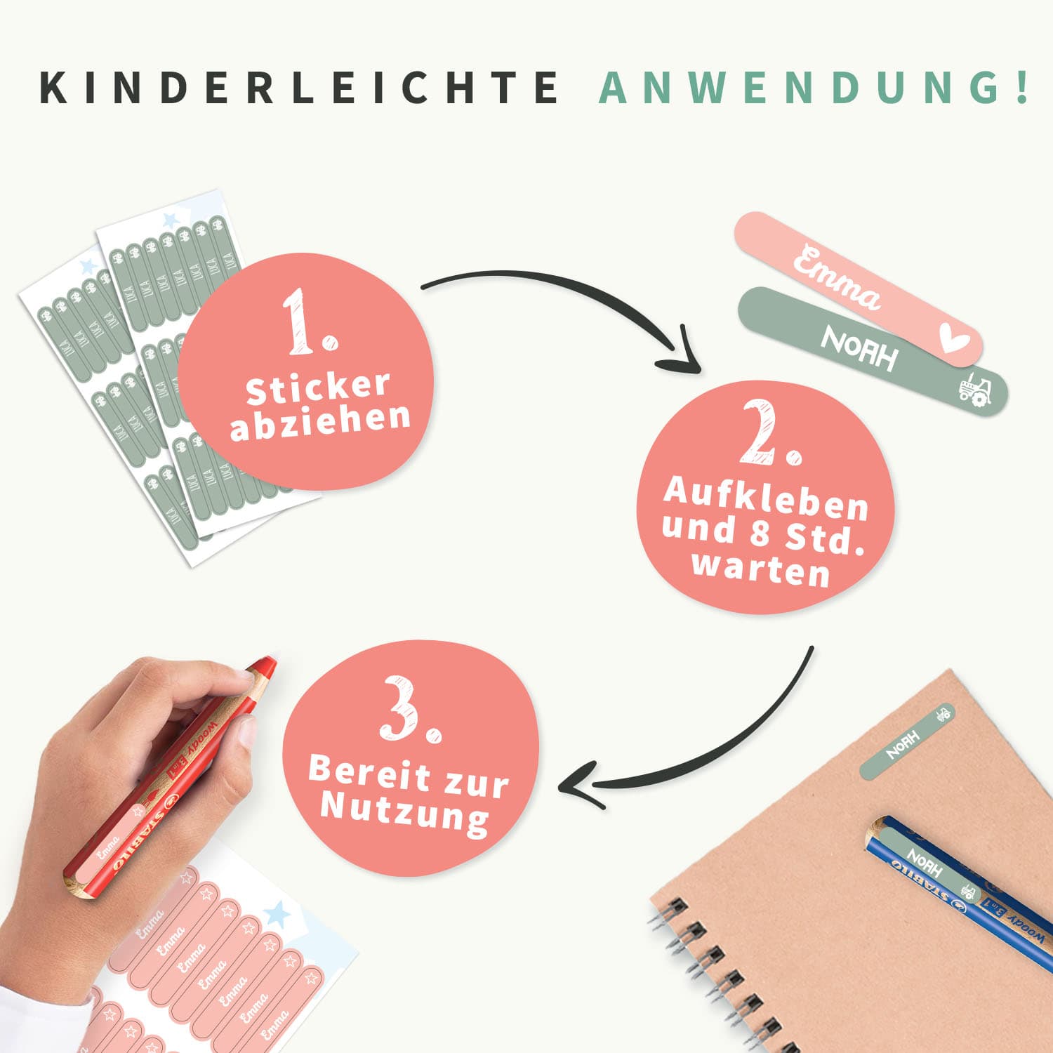 STABILO woody 3 in 1 + Mini-Namensaufkleber