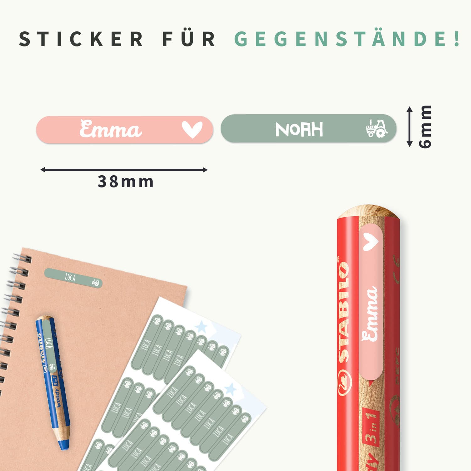 STABILO woody 3 in 1 + Mini-Namensaufkleber