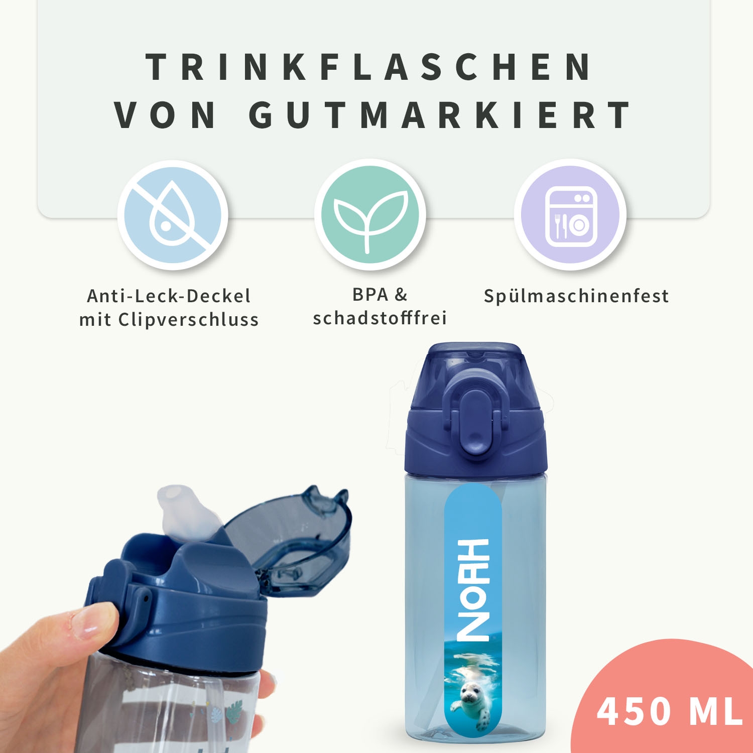 Trinkflasche mit Name - Real World