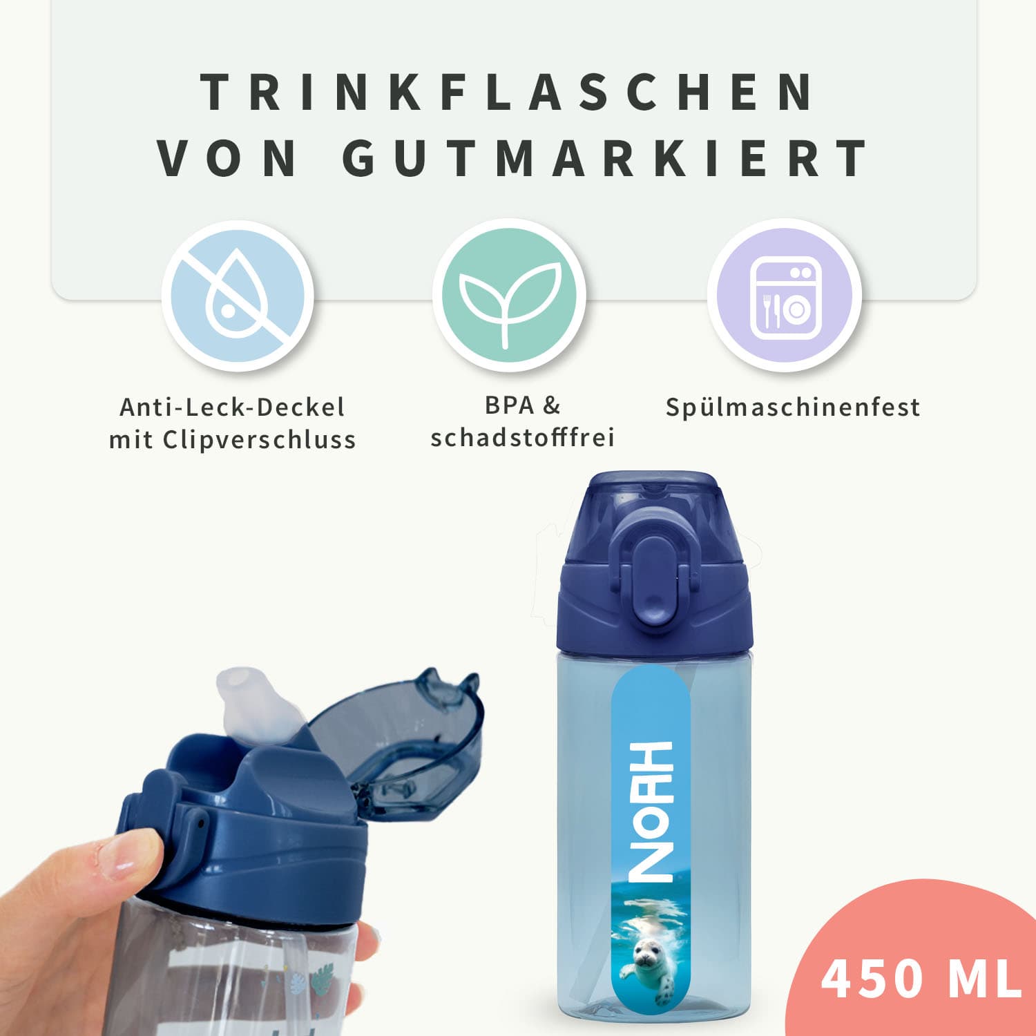 Trinkflasche mit Name - Real World