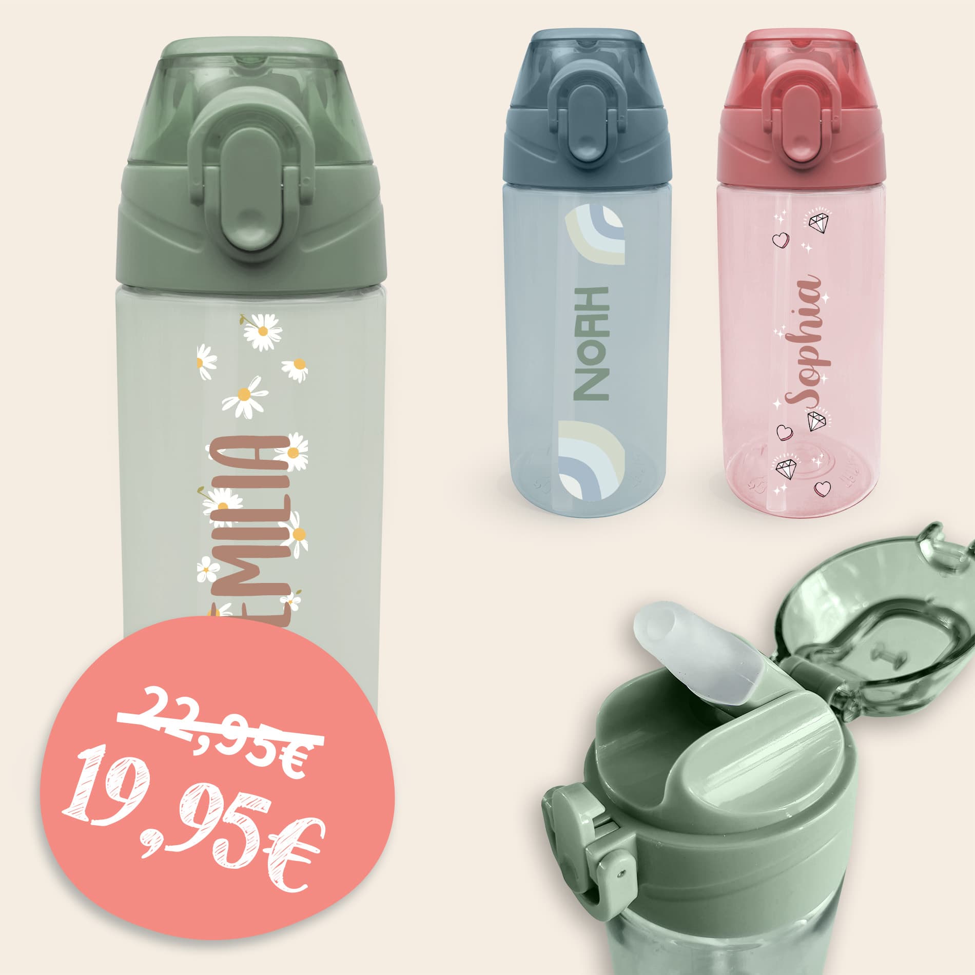 Trinkflasche mit Namen Design
