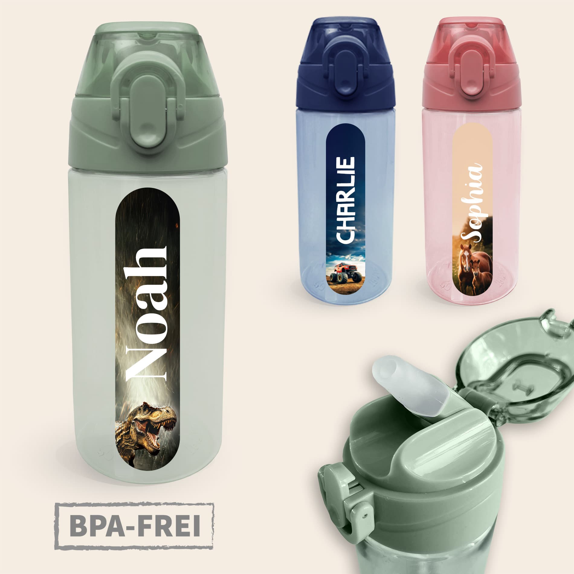 Trinkflasche mit Name - Real World