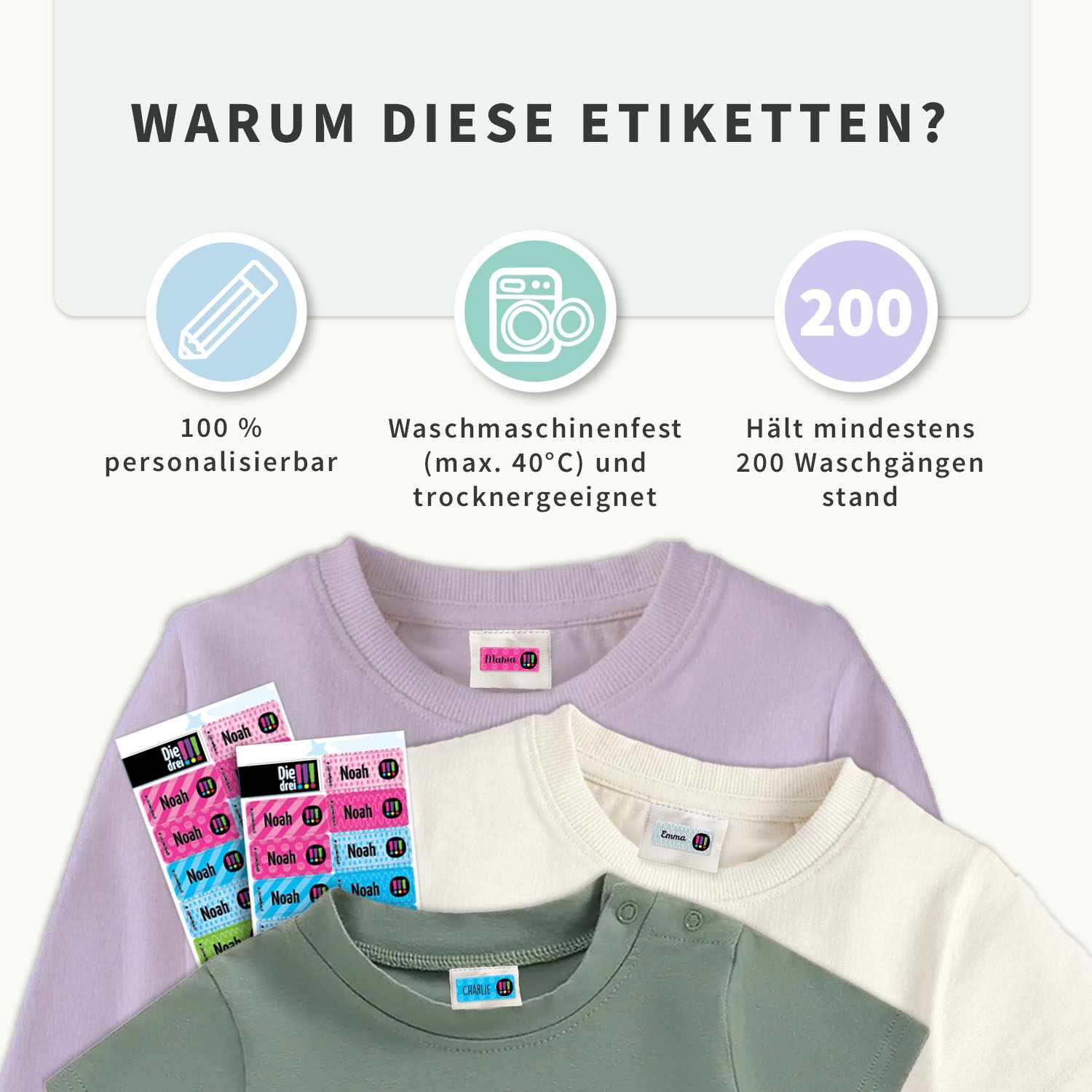 Textilaufkleber – Die drei !!!