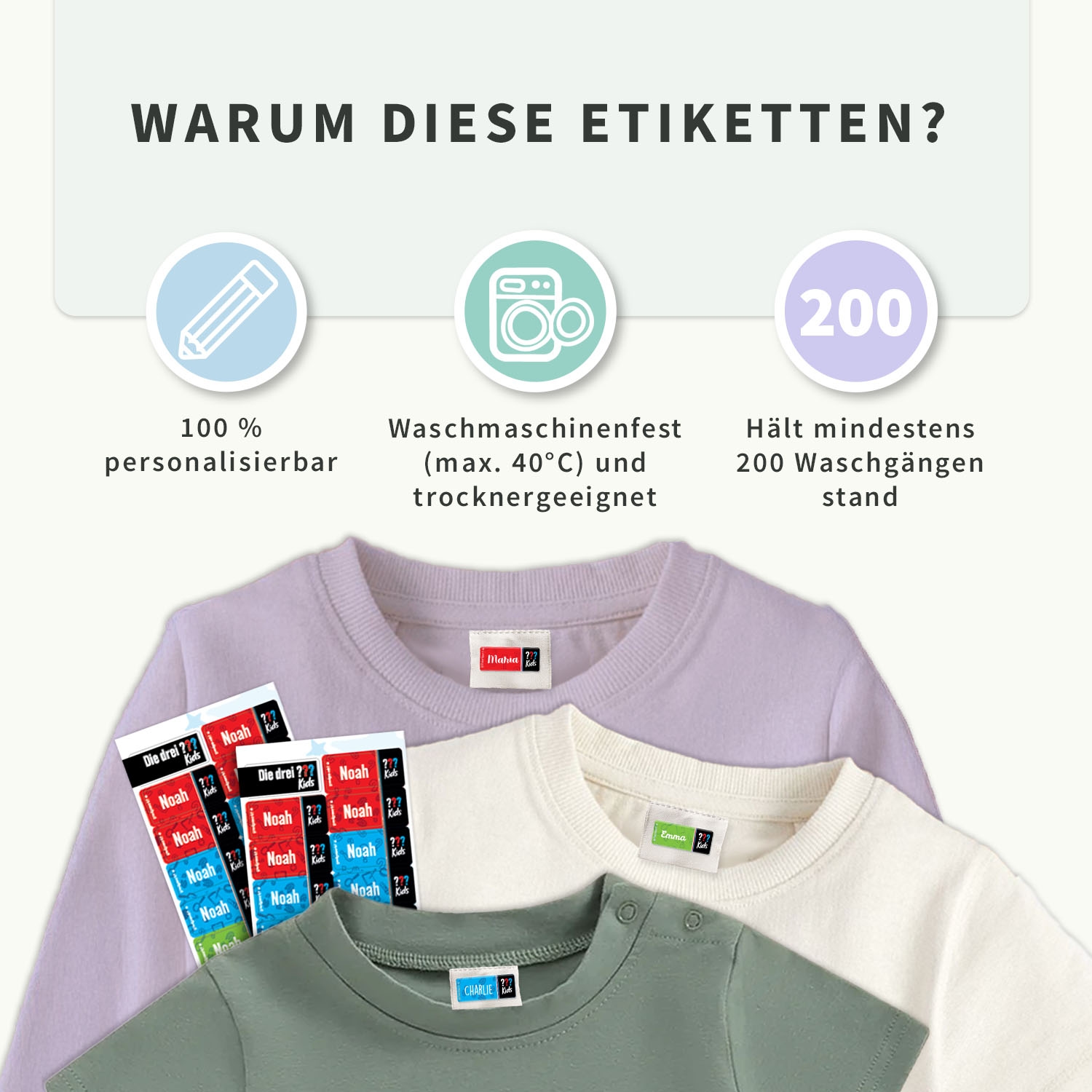Textilaufkleber – Die drei ??? Kids