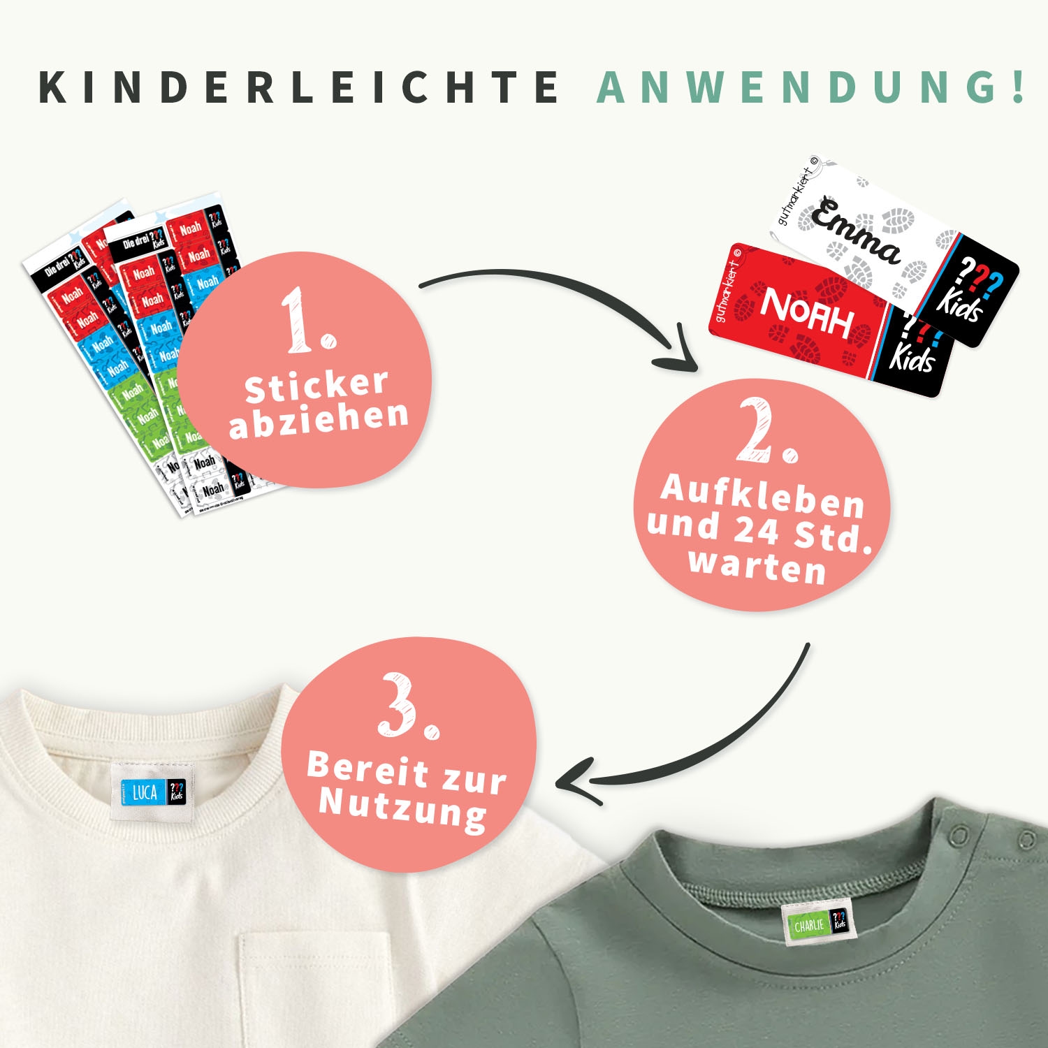 Textilaufkleber – Die drei ??? Kids