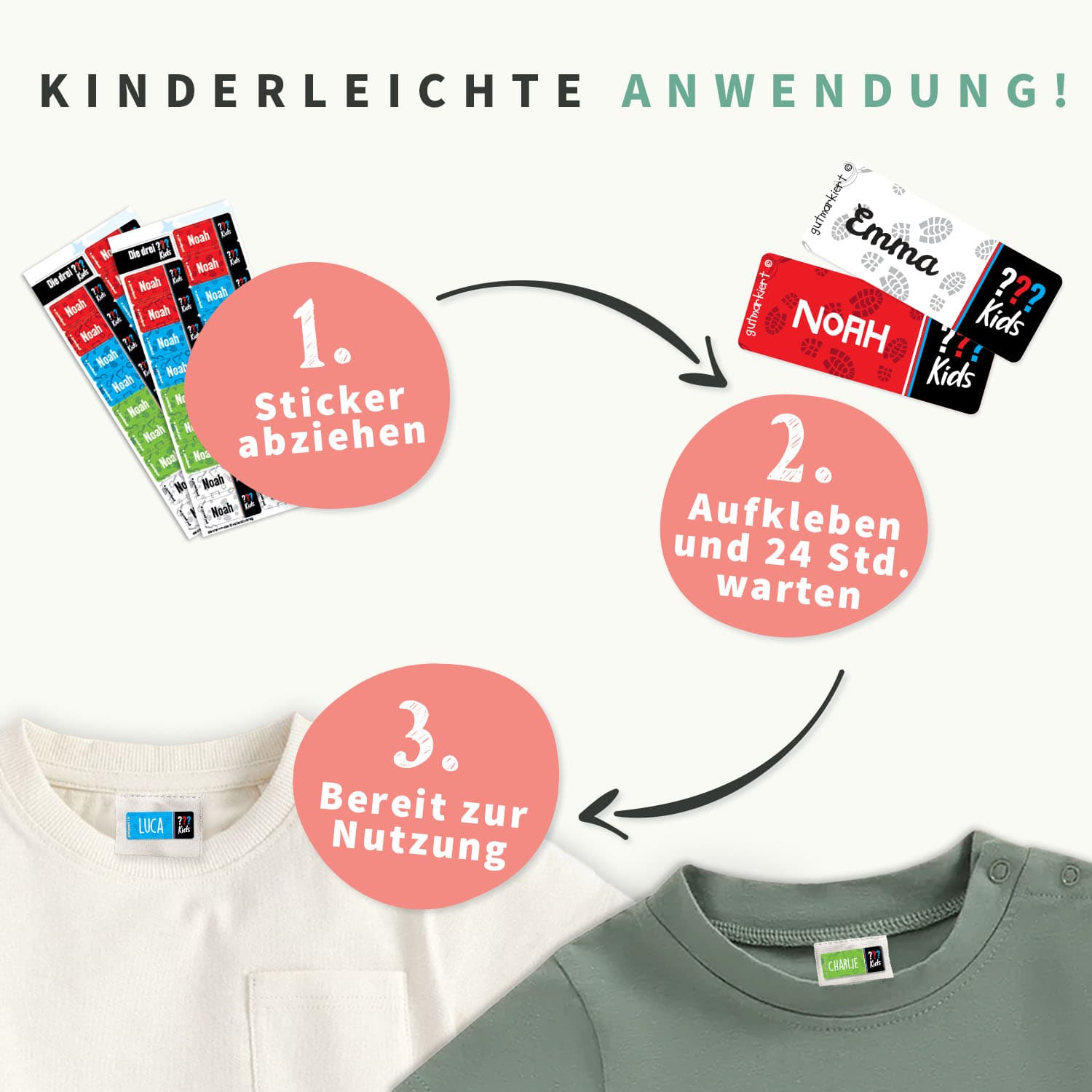 Textilaufkleber – Die drei ??? Kids