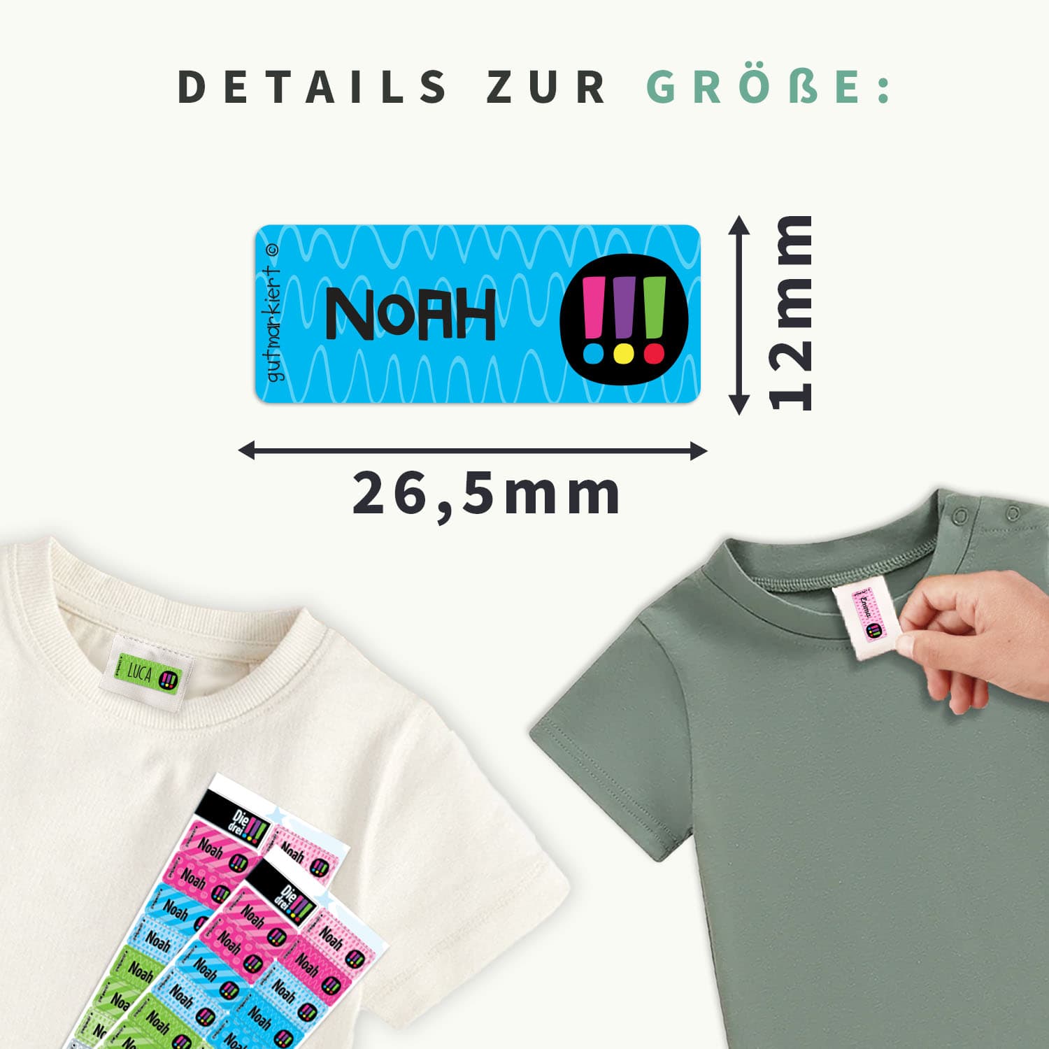 Textilaufkleber – Die drei !!!