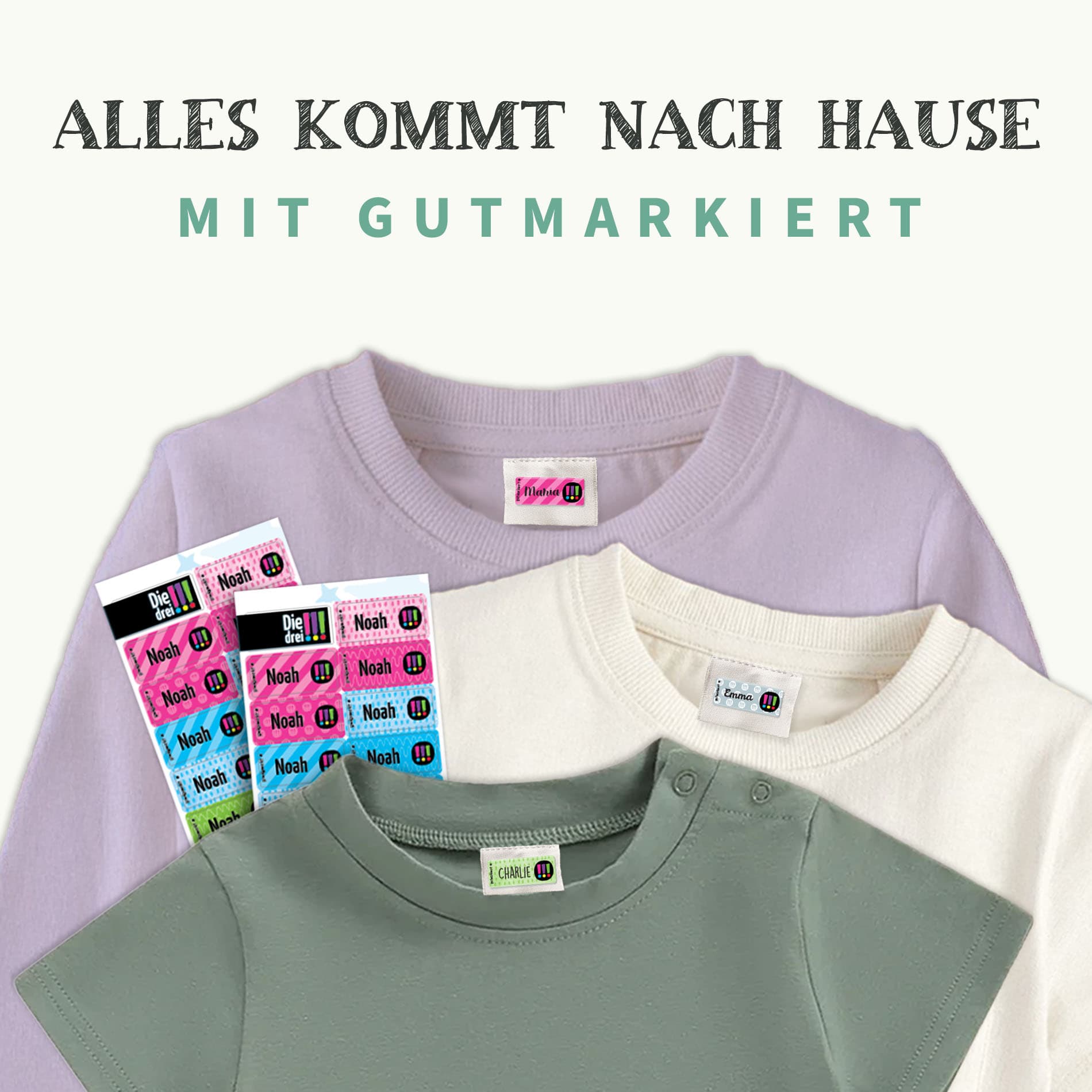 Textilaufkleber – Die drei !!!