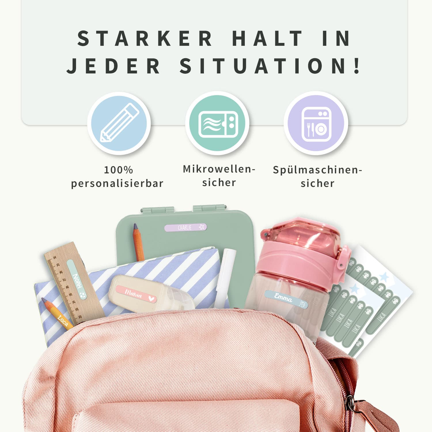 Mini Namensaufkleber - einfarbig