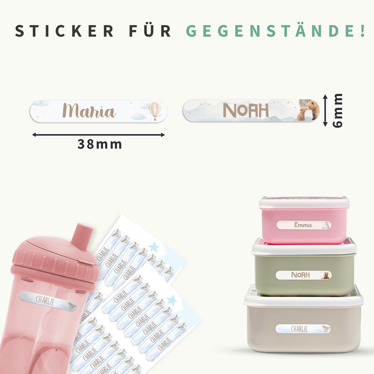 Mini Aquarell Namensaufkleber