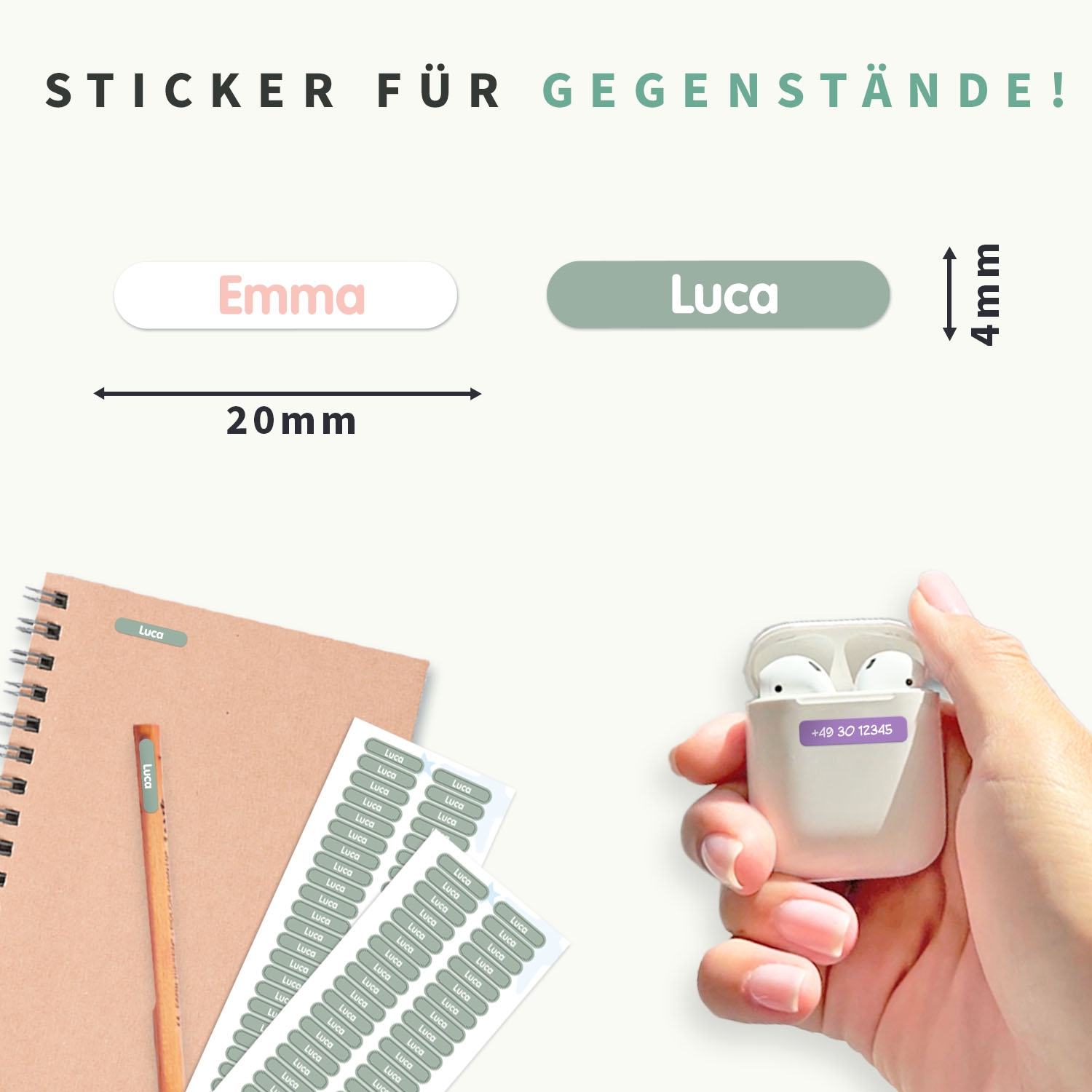 Mini Namensaufkleber XS