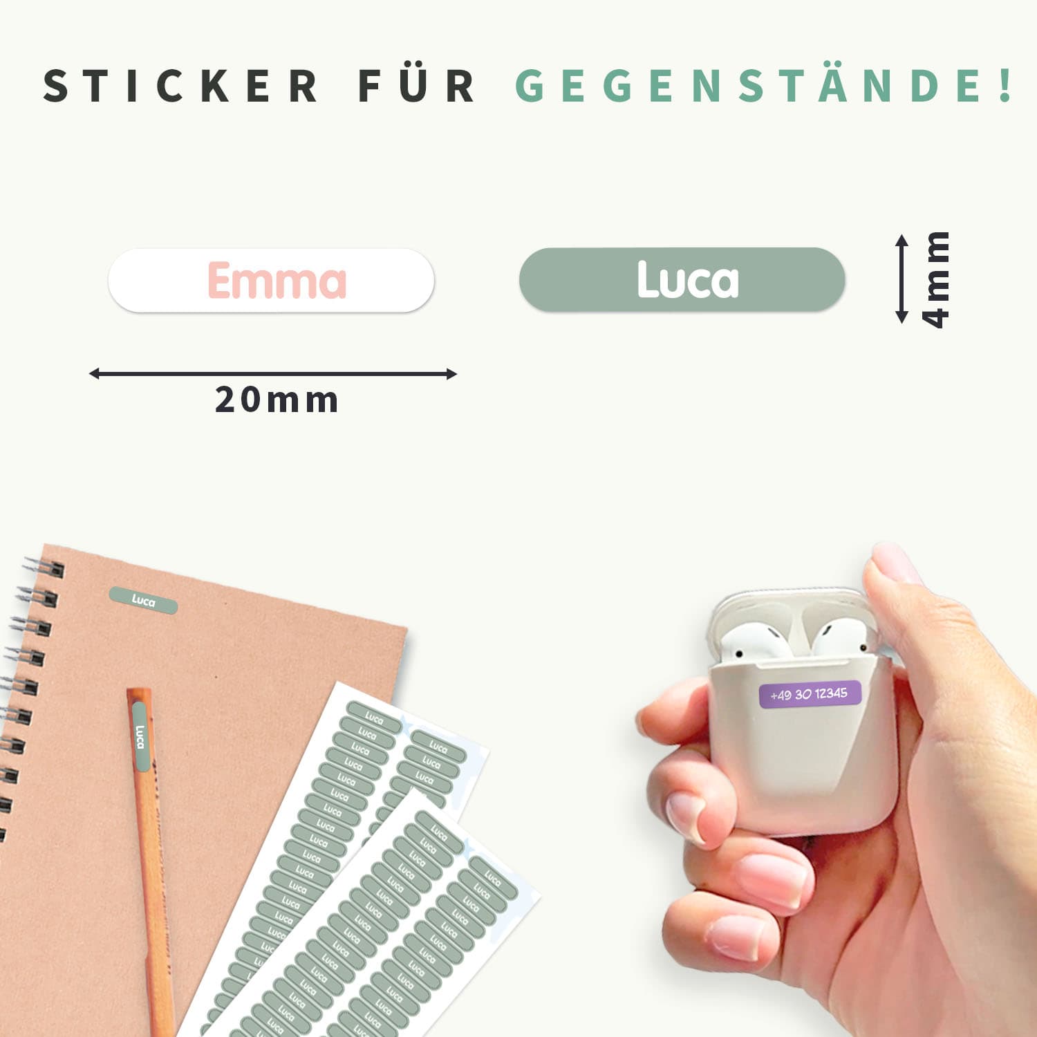 Mini Namensaufkleber XS