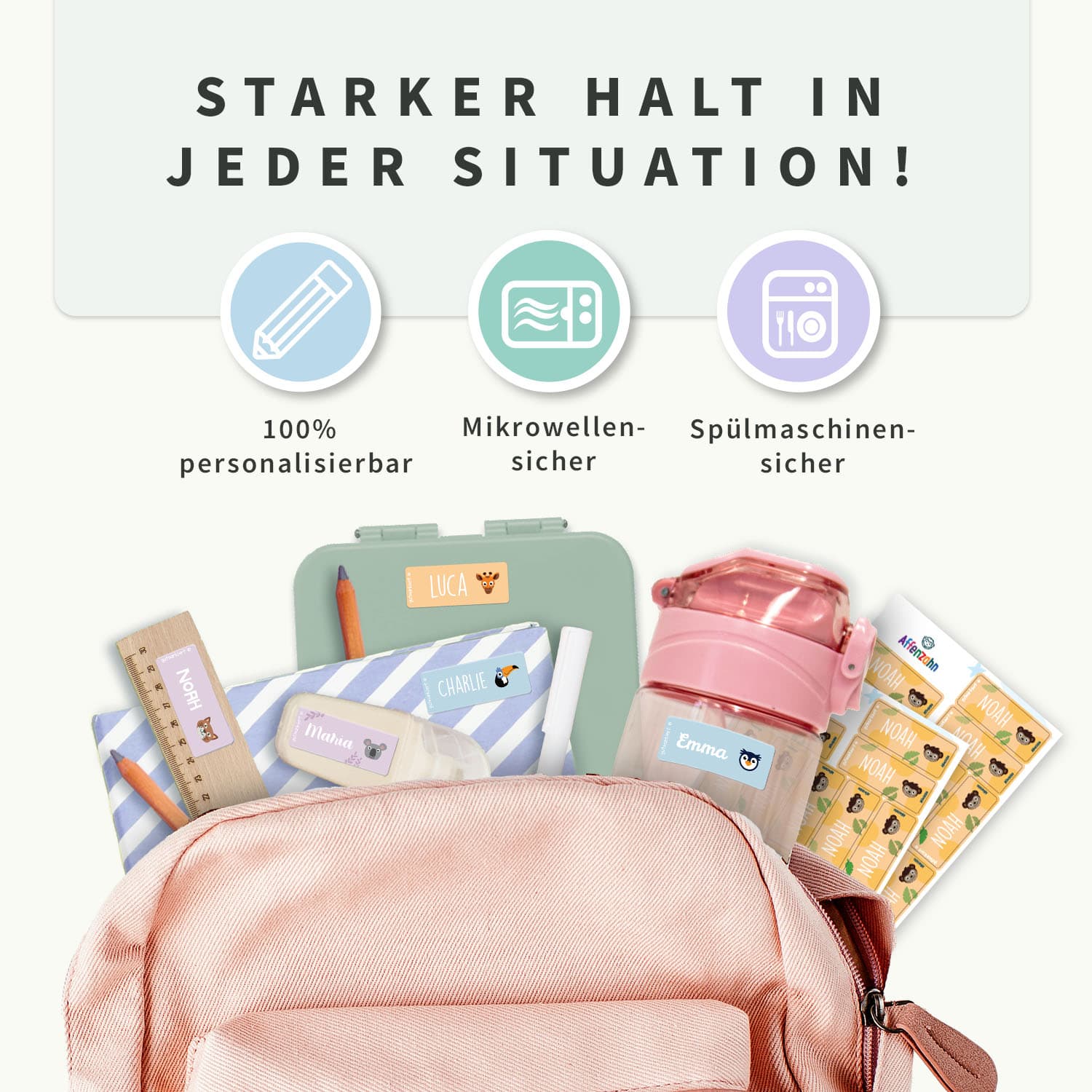 Kleine Namensaufkleber Affenzahn