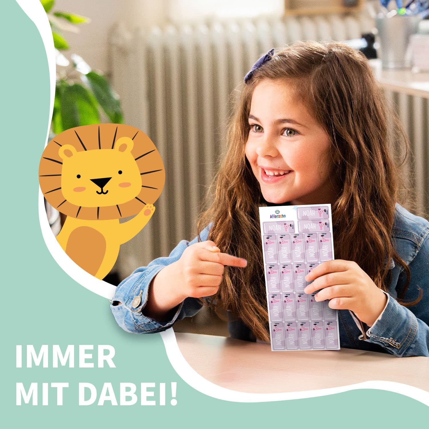 Kleine Namensaufkleber Affenzahn