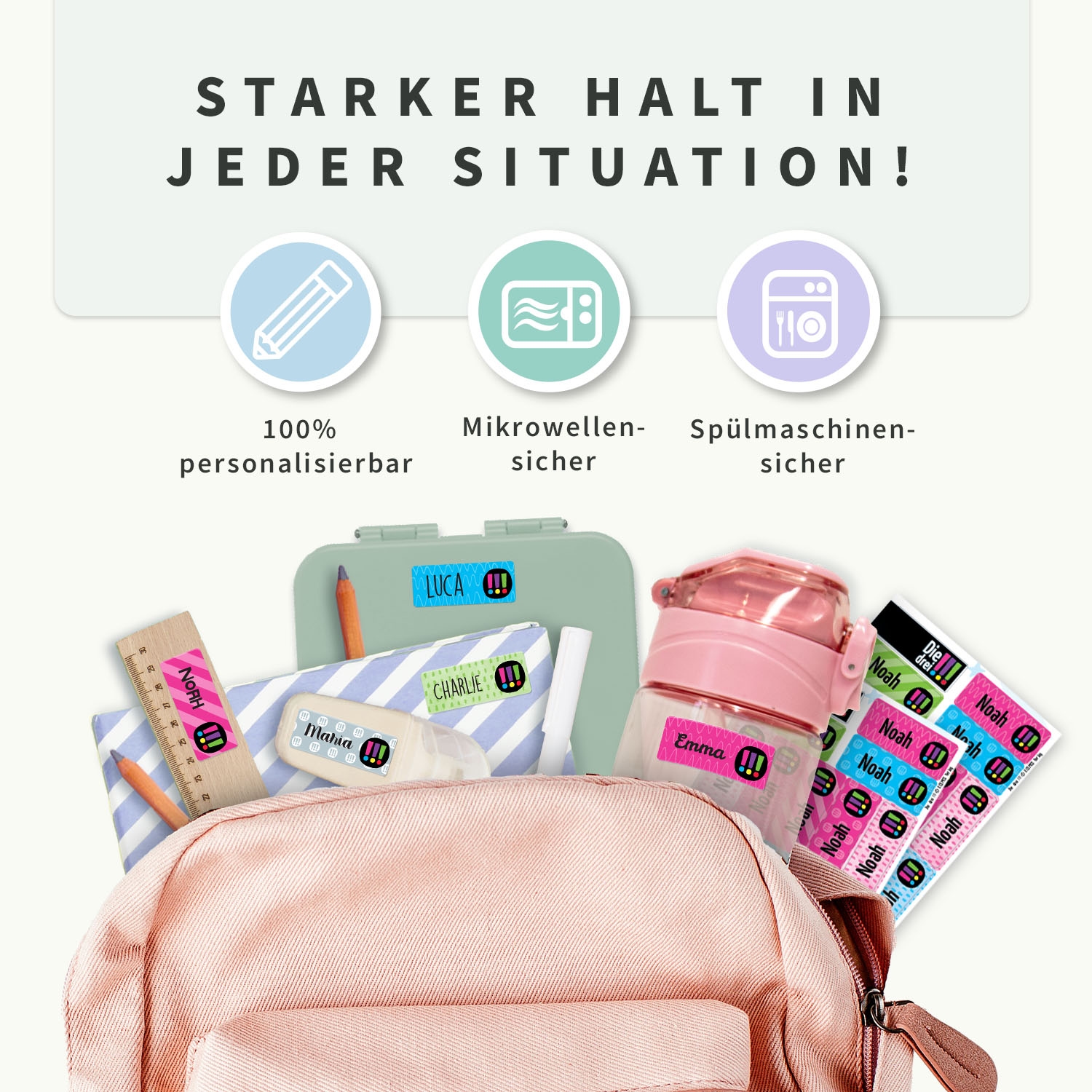 Kleine Namensaufkleber – Die drei !!!