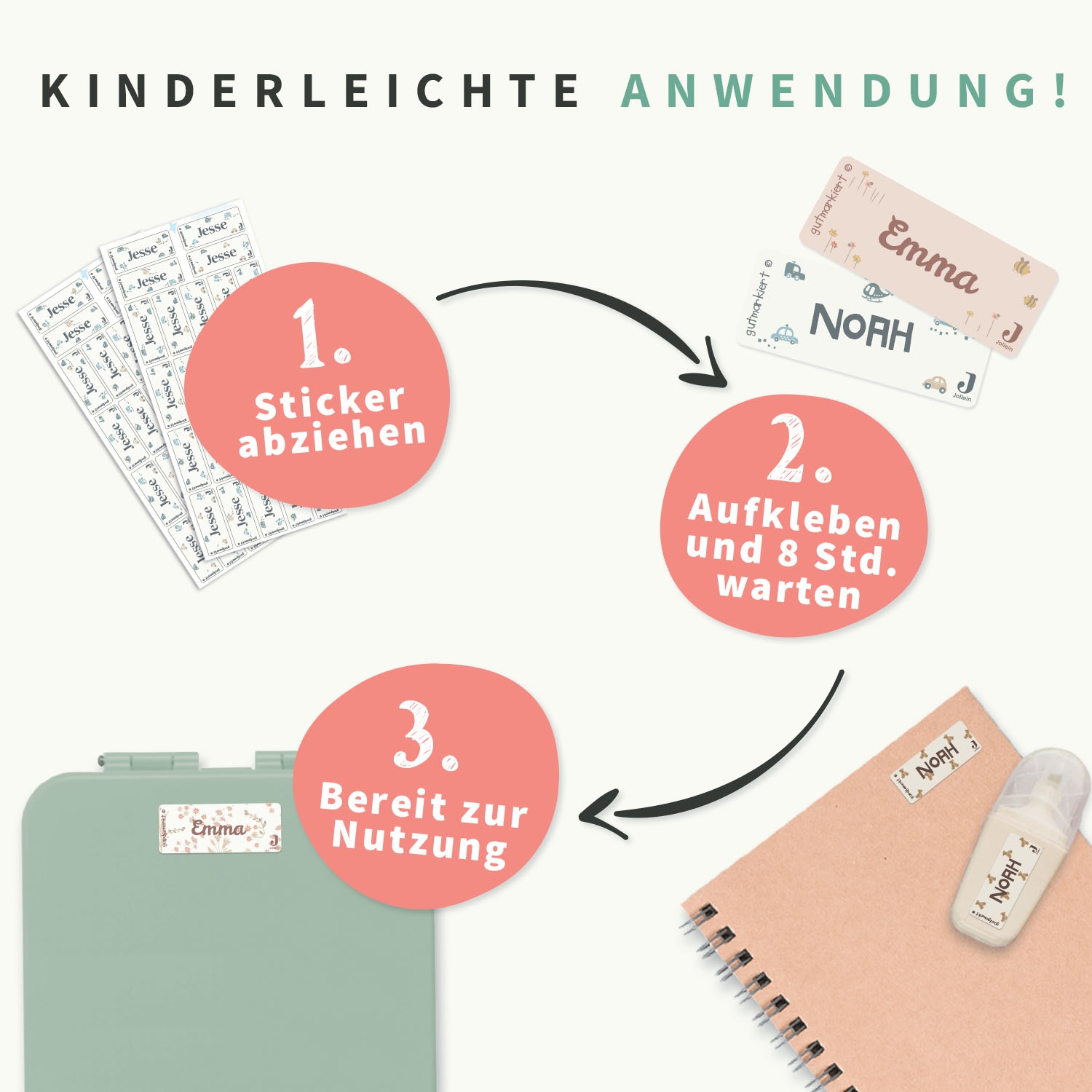 Kleine Namensaufkleber - Jollein