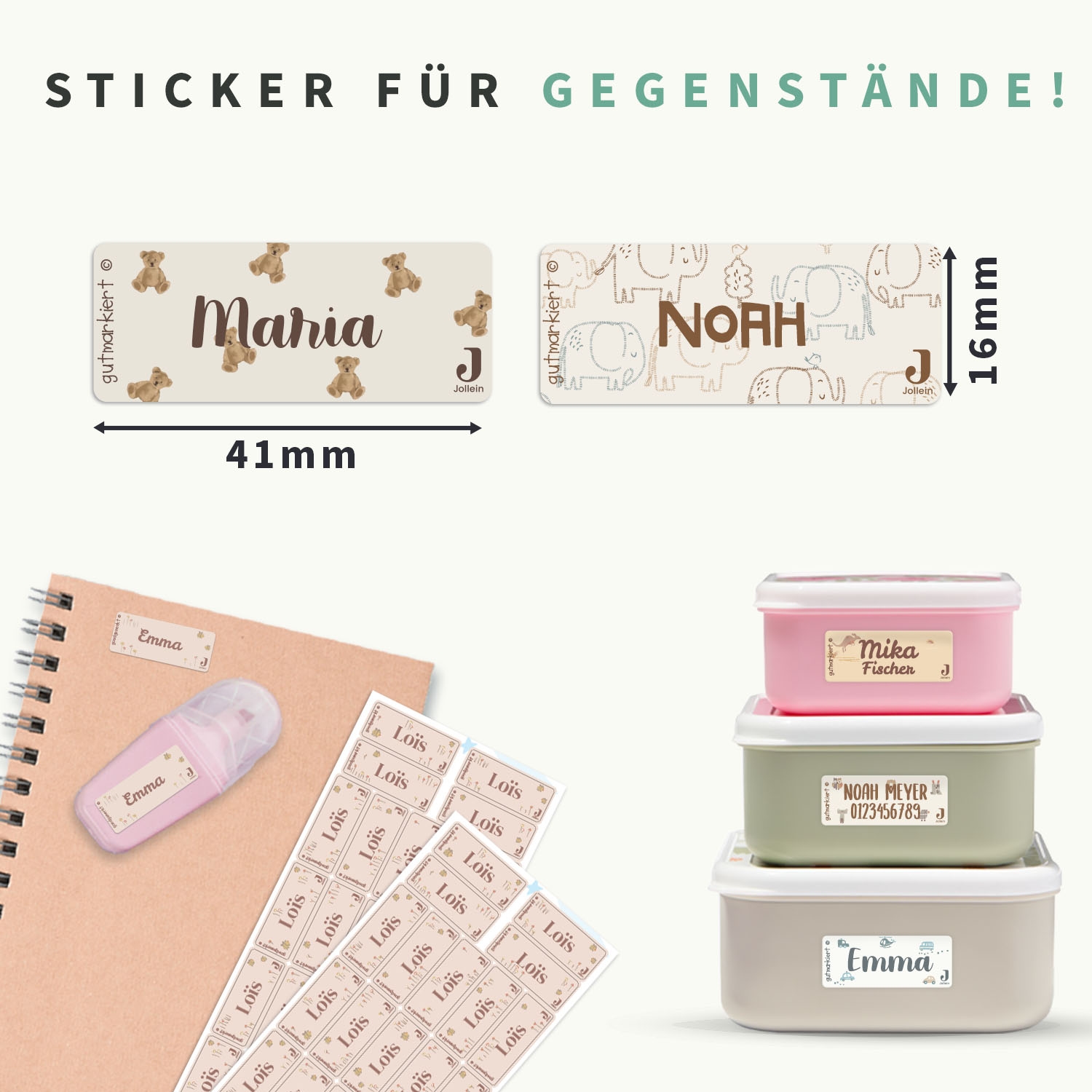 Kleine Namensaufkleber - Jollein