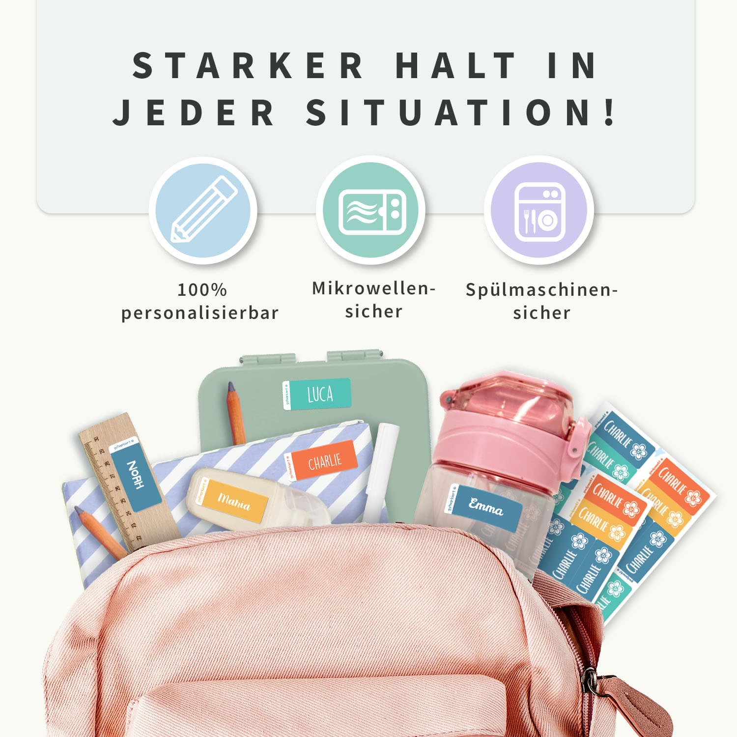 Kleine Namensaufkleber