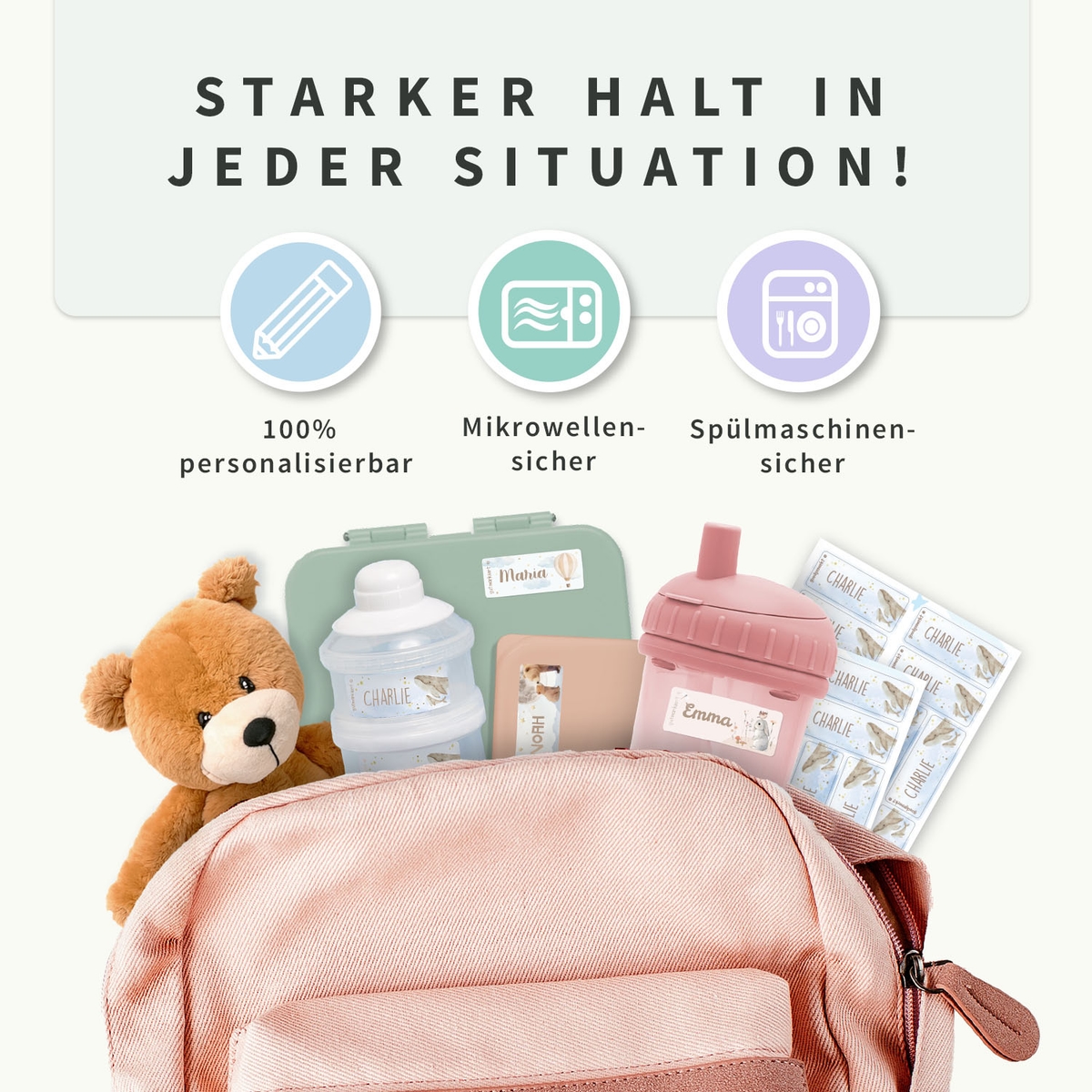 Kleine Aquarell Namensaufkleber