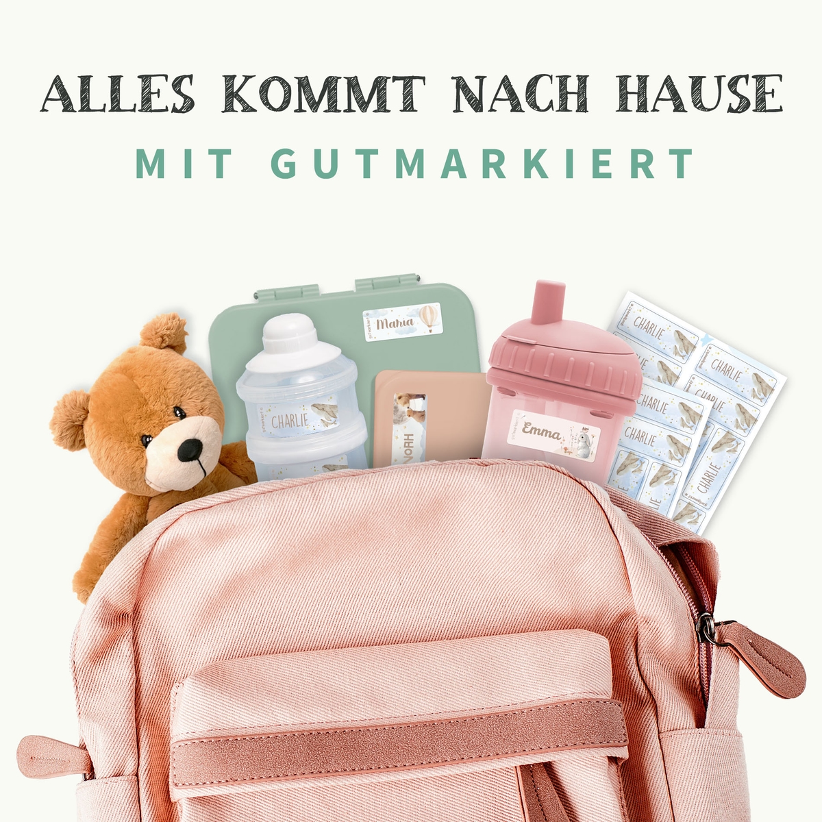 Kleine Aquarell Namensaufkleber