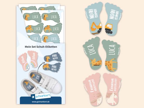 Personalisierte Schuh-Etiketten Tchibo