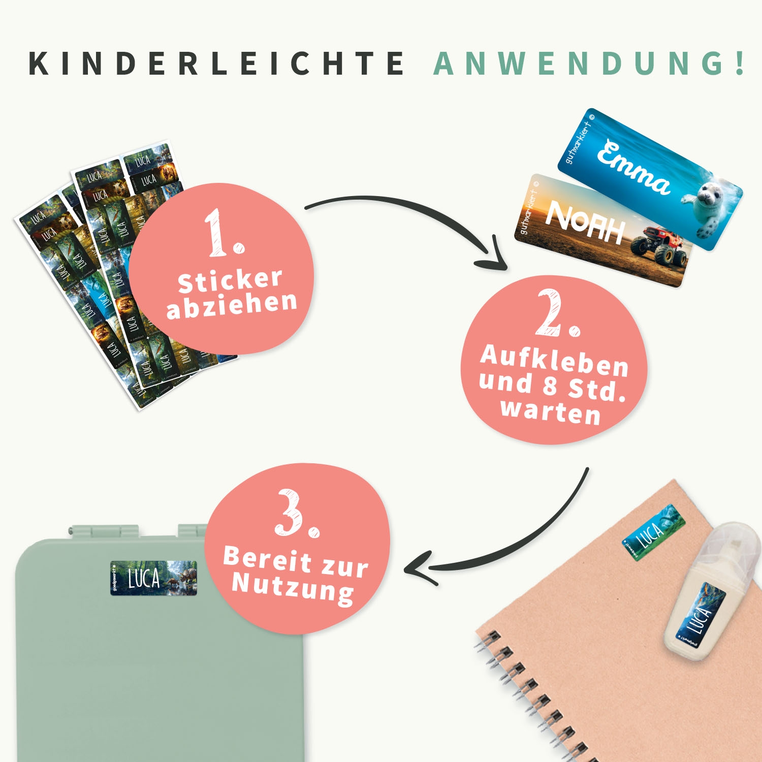 Kleine Real World Namensaufkleber