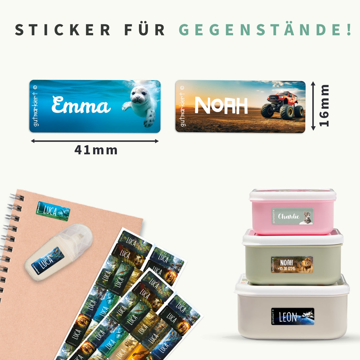 Kleine Real World Namensaufkleber