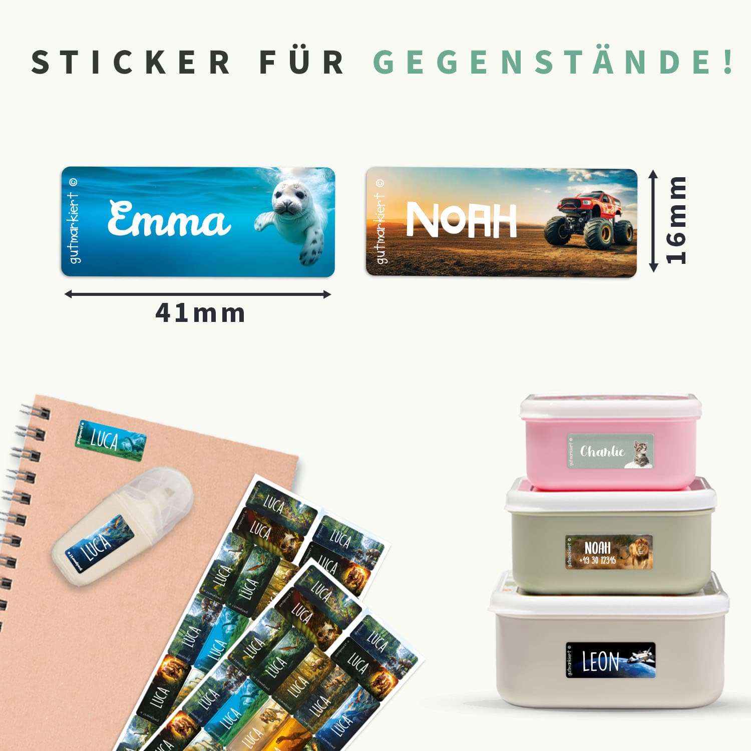 Kleine Real World Namensaufkleber
