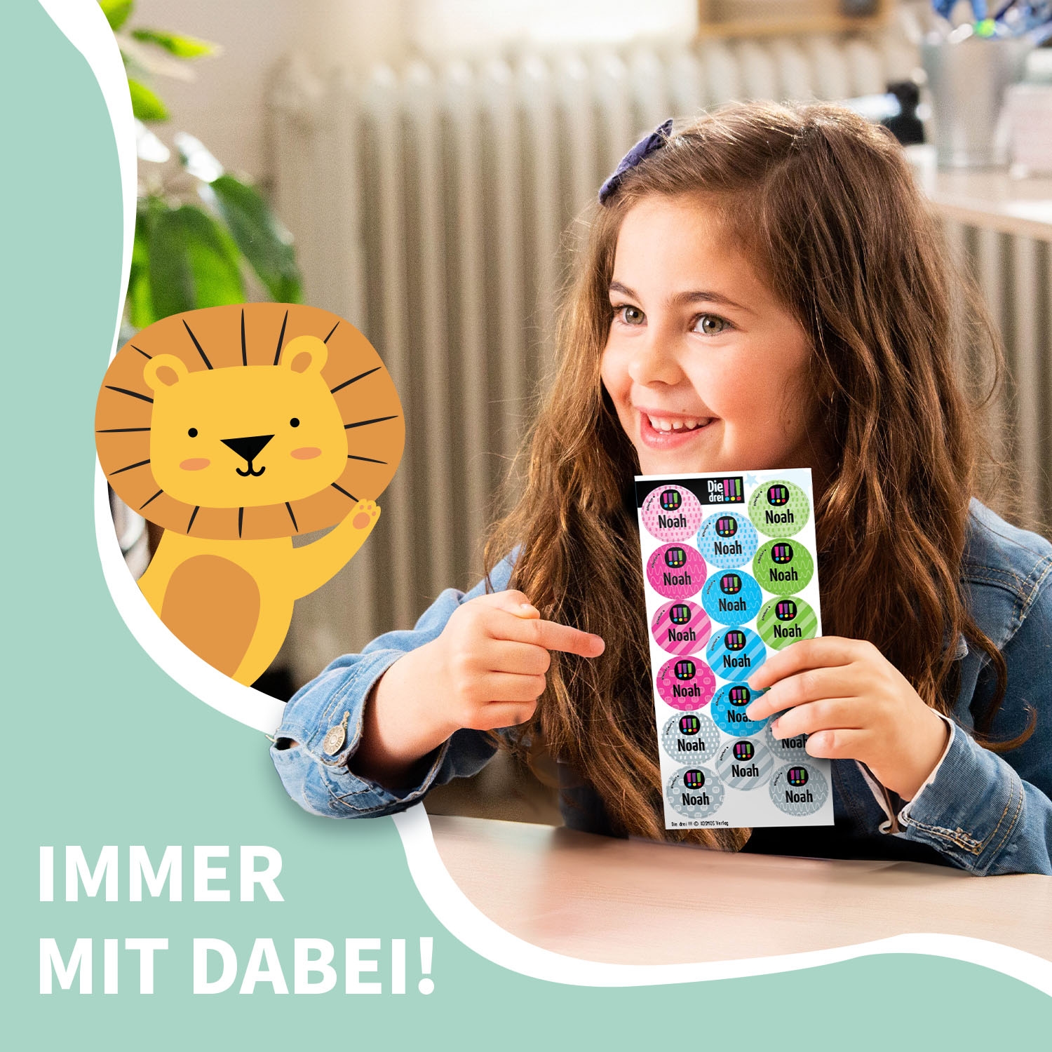 Runde Namensaufkleber – Die drei !!!