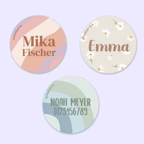 Runde Design Namensaufkleber