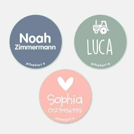 Runde Namensaufkleber