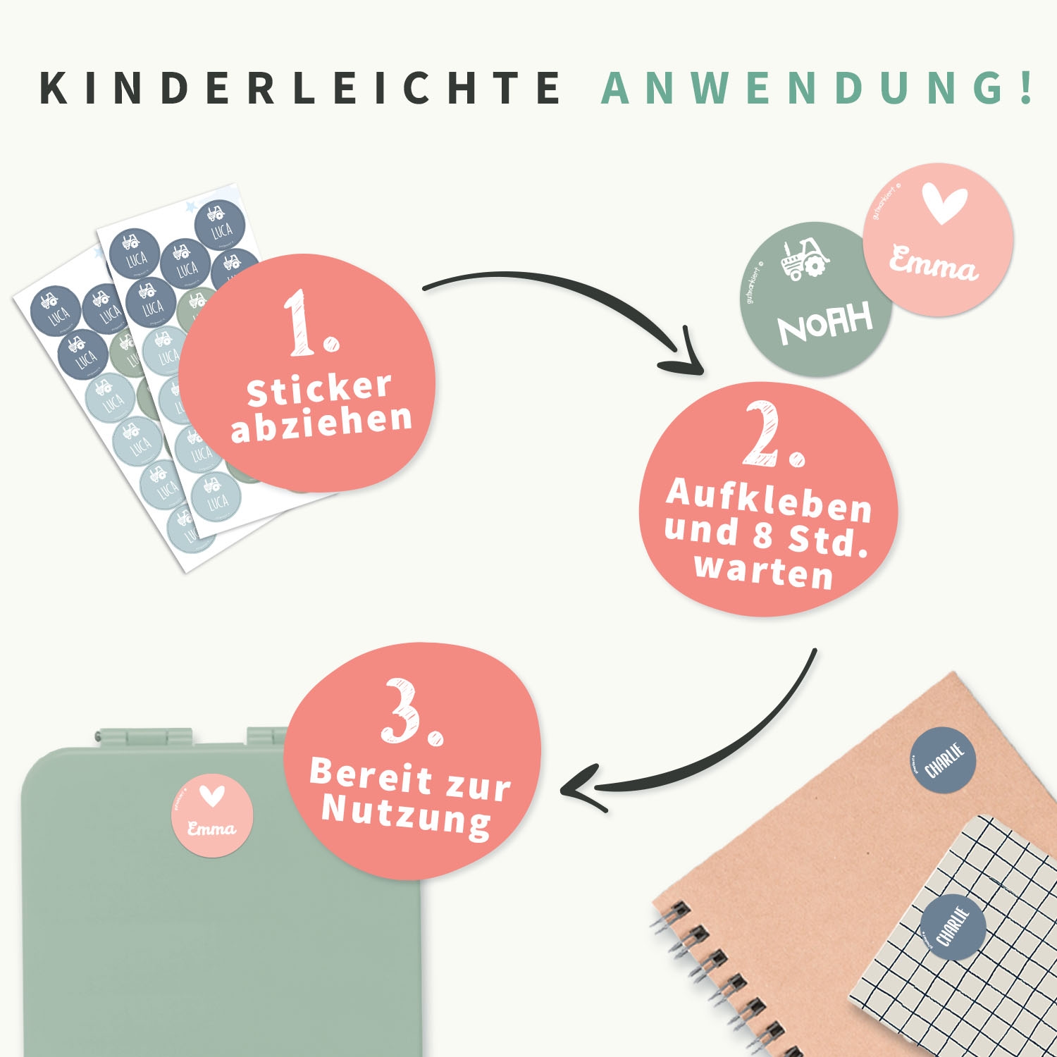 Runde Namensaufkleber