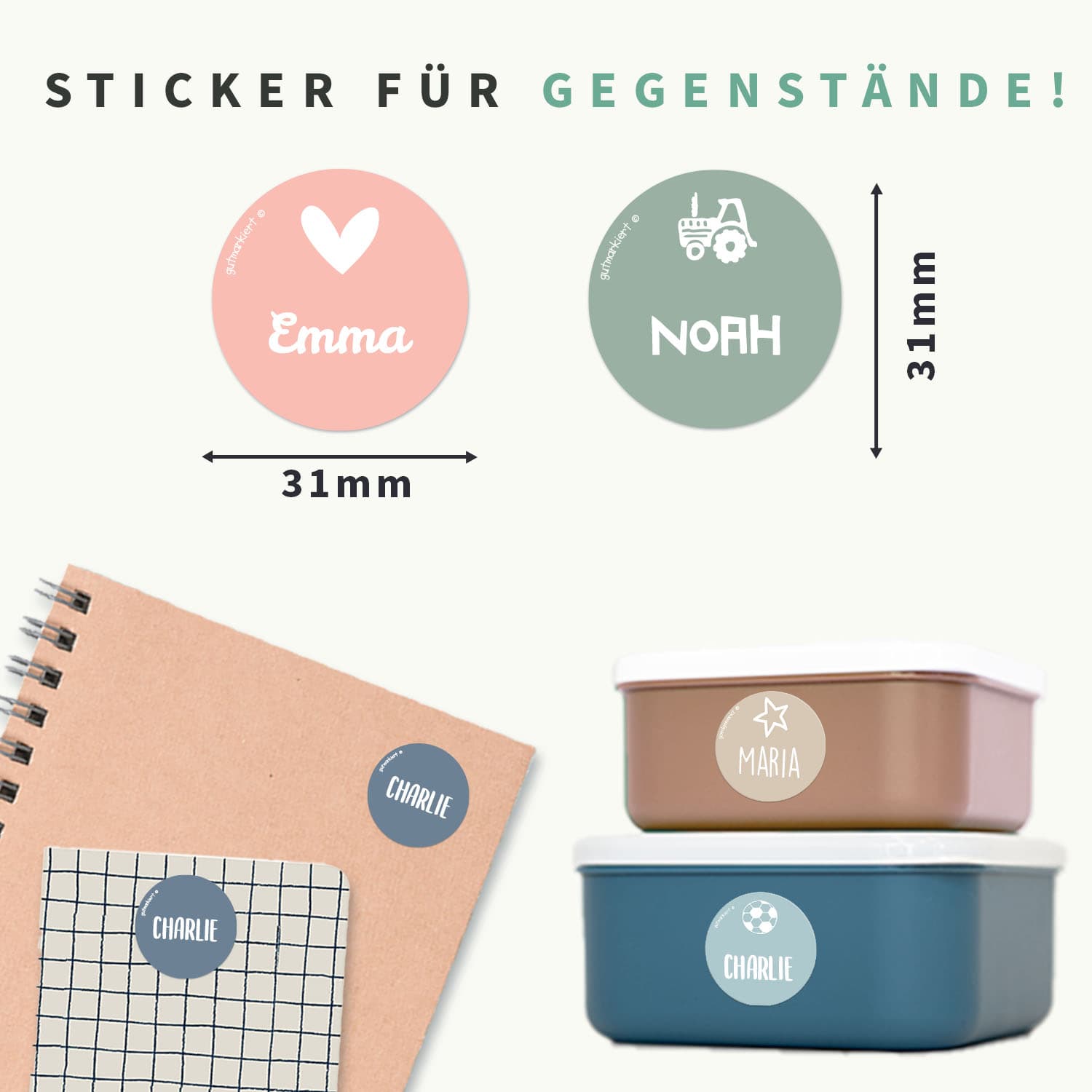 Runde Namensaufkleber