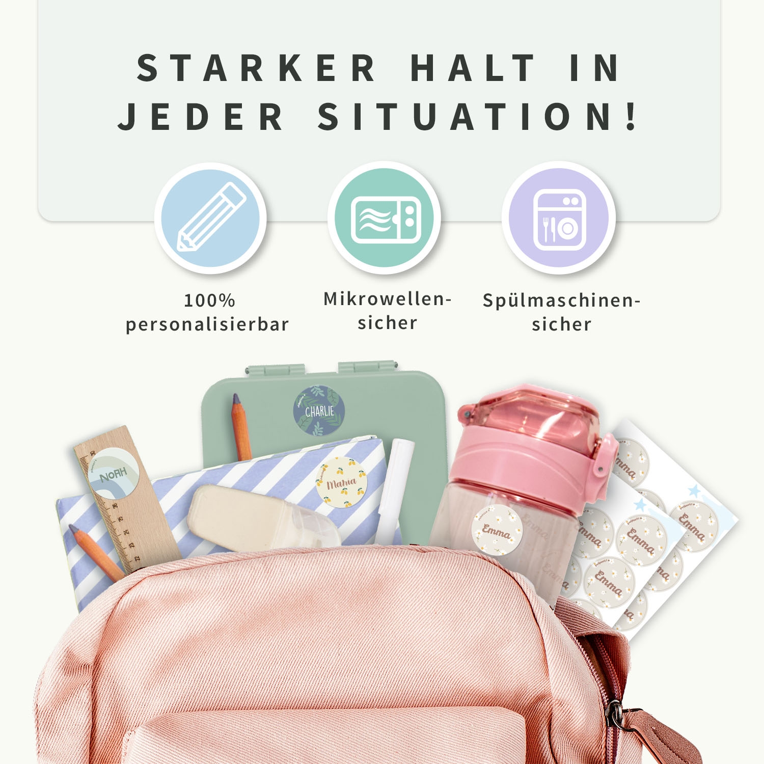 Runde Design Namensaufkleber
