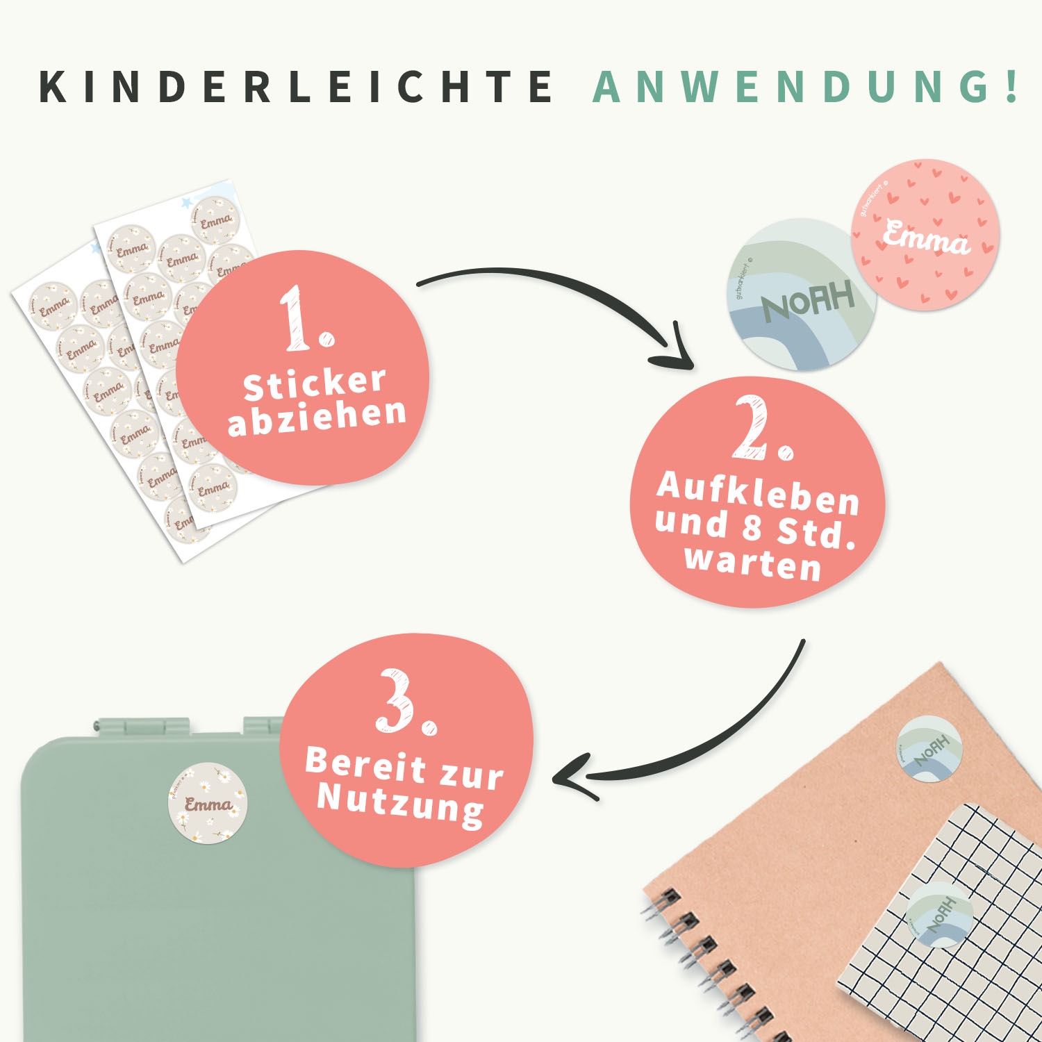 Runde Design Namensaufkleber