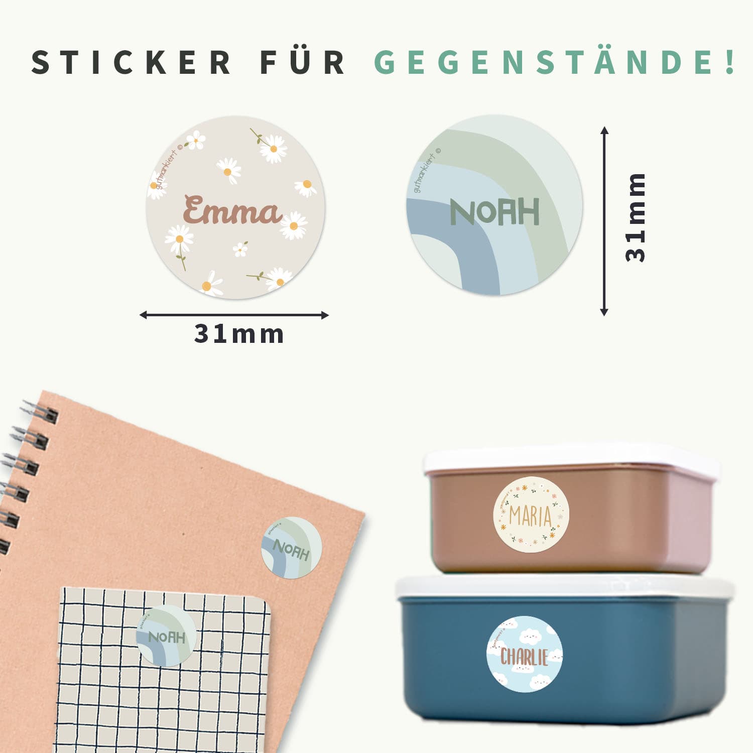 Runde Design Namensaufkleber