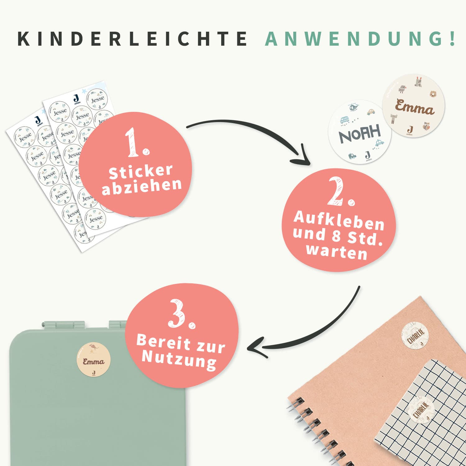 Runde Namensaufkleber - Jollein