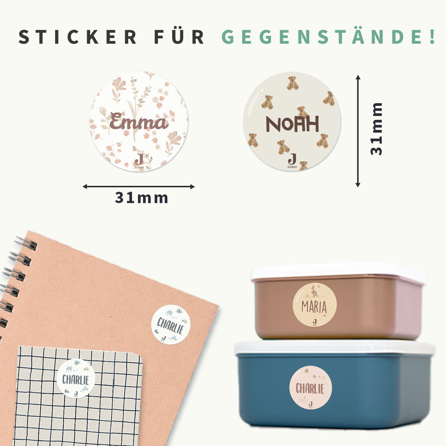 Runde Namensaufkleber - Jollein