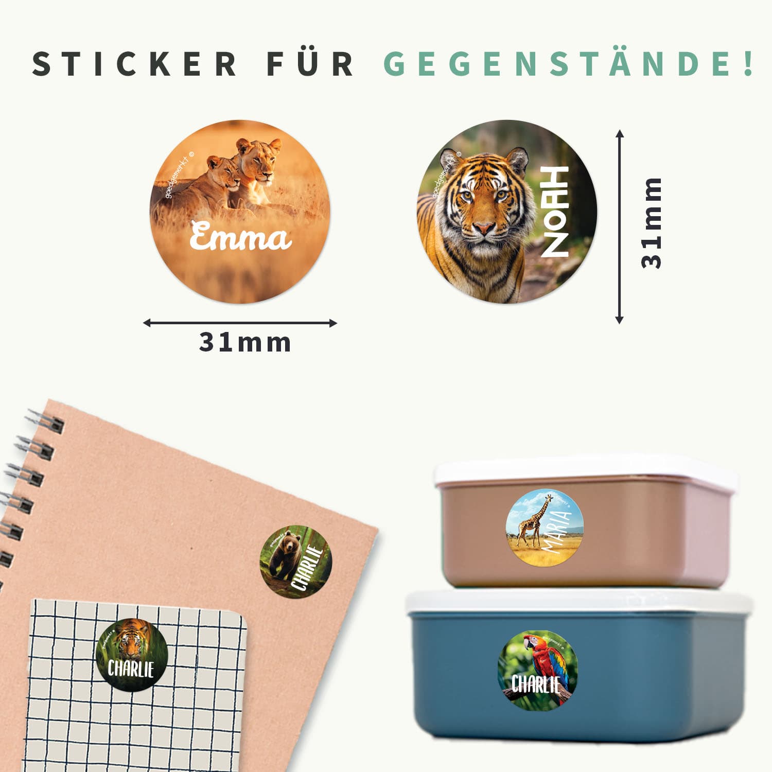 Runde Real World Namensaufkleber